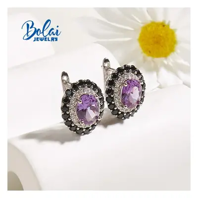 (purple, m) Sterling Silver Clasp Earring Created Alexander Fine Jewelry Unique Design Color Cha