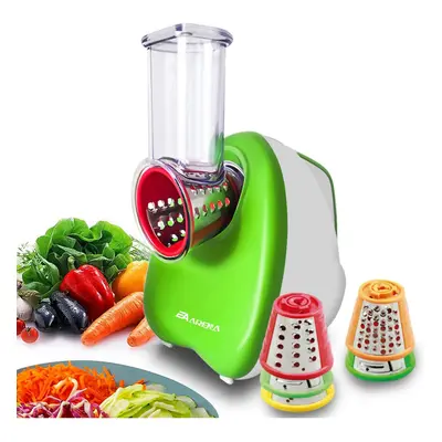 (Green) Electric Grater, Electric Cheese Grater, Salad Maker Multi Grater with Cones, 150W Elect