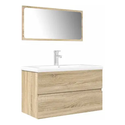 vidaXL Piece Bathroom Furniture Set Sonoma Oak Engineered Wood