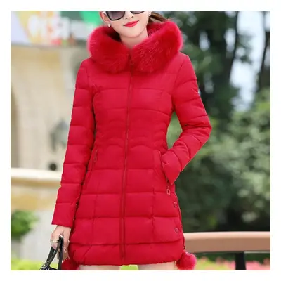 (red, 3XL) Women&apos;s Fashion Winter Long Coat Parka Jacket Cotton Padded Warm Down Coat Puffe