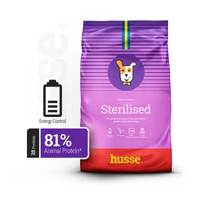 Husse Sterilised Naturral Complete Dry Dog Food Low Fat Chicken Based - Sterilised 12kg