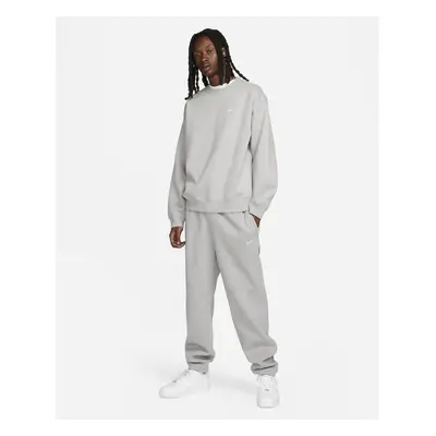 (L) Nike Solo Swoosh Fleece Crew Sweatshirt Grey/White