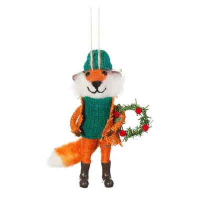 Fox with Wreath Felt Decoration