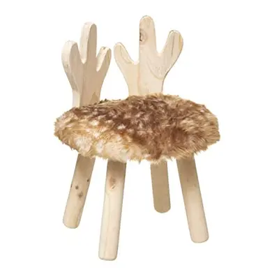 Children's Stool Deer Wood and Brown Fur H cm - Atmosphera