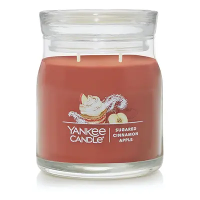 Yankee Candle Sugared Cinnamon Apple Scented Signature 13oz Medium Jar 2-Wick Candle Over Hours 