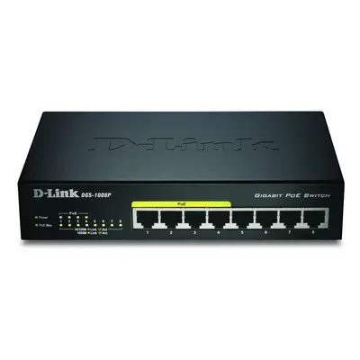 D-Link DGS-1008P/E L2 Power over Ethernet (PoE) Black network switch