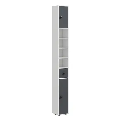 kleankin Slim Bathroom Cabinet, Toilet Roll Storage w/ Open Shelves, Grey