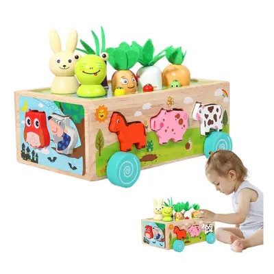 Shape Matching Puzzle Box Sensory Board Color Sensory Toy 2 Years Old Farm Animal Toys Wooden So