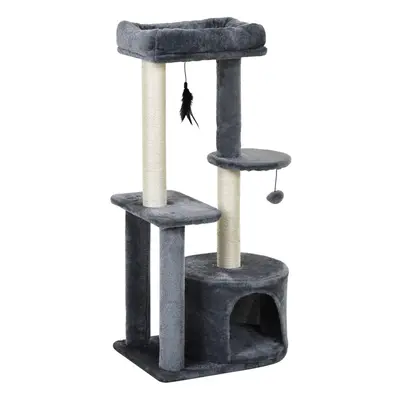 PawHut Cat Multi-Activity Tree Tower w/ Perch House Scratching Post Play Ball