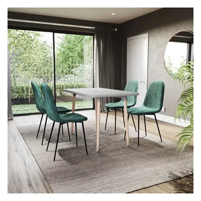 (Green, 6) Luton Velvet Dining Chair Set Kitchen Room Home