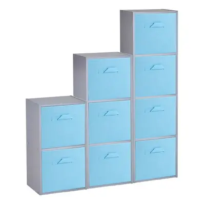 (Grey, Sky Blue) Cubed Wooden Storage Units Shelves + Drawers