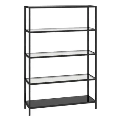 vidaXL Shelf Black and Transparent 100x36x168 cm Tempered Glass Bookshelf Rack