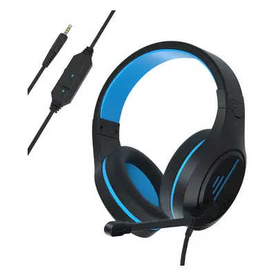 (Blue) Gaming Headset 3.5mm Audio Interface Omnidirectional Noise Isolating Flexible Microphone 