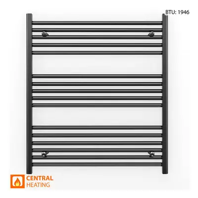 (Black Straight Valves, x 900mm (BTU: 1946)) 800mm Wide Black Towel Rail Radiator With Valves