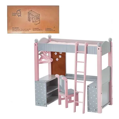 Olivias World Doll Wooden Furniture Polka Dots Double Bunk Bed Desk TD-0204AG