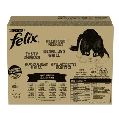 Felix Tasty Shreds Adult Wet Cat Food Mixed Selection in Gravy 120x80g