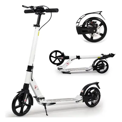 (White) Adult Kick Scooter with Double Shock Absorption