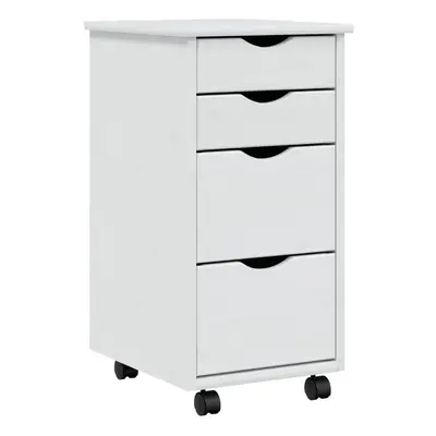 (white) vidaXL Rolling Cabinet Office Cabinet with Drawers Grey Solid Wood Pine MOSS