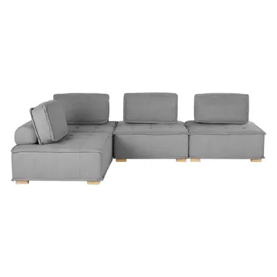 4 Seater Modular Fabric Corner Sofa Grey TIBRO