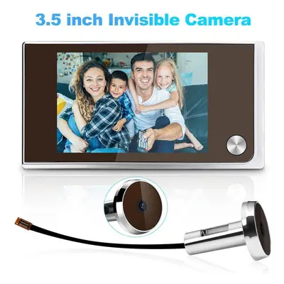 (brown) 3.5 Inch Camera Peephole Doorbell Degree Door Viewer Wireless Doorbell Smart Home Door C