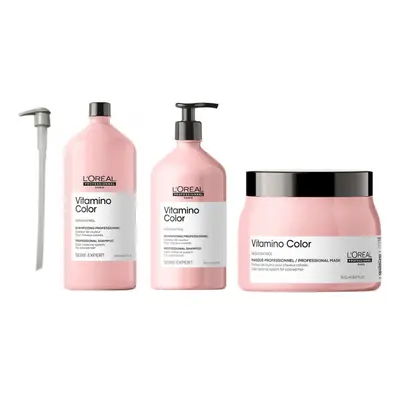 L'Oreal Serie Expert Vitamino Color - Pump - Shampoo 1500ml - Conditioner 750ml - Mask 500ml