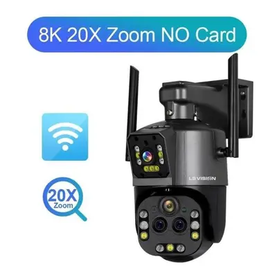 (8K 20xZoom No Card) Eu 8k Wifi Security Camera 20x Zoom Outdoor 4k Four Lens Dual Screen Ptz Ca