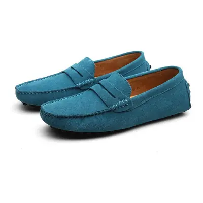 (sky blue, 47) Men High Quality Leather Loafers Men Casual Shoes Moccasins Slip On Men&apos;s Fl