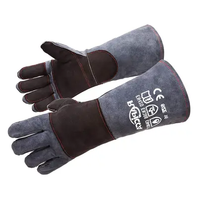 Fireplace Gloves Fire Heat Resistant: Dark-Grey 16IN - Fireproof Leather for Fireplace Fire pit 