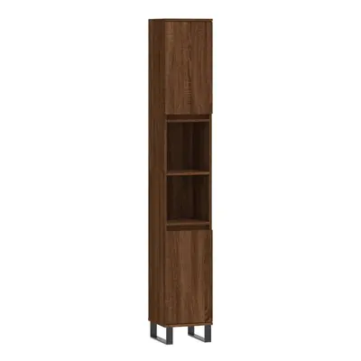 (brown oak) vidaXL Bathroom Cabinet Vanity Unit Highboard Cupboard White Engineered Wood