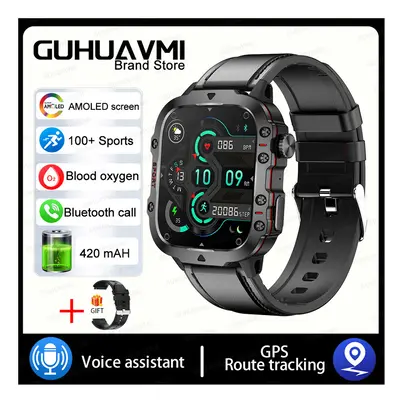 (2024 NEW Watch, Black-Leather) Outdoor Smart Watch Adult 2.01 HD Screen Bluetooth Call Smart Wa