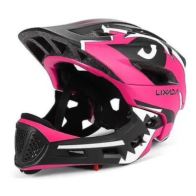 (Rose red) Kids Detachable Full Face Bike Helmet Children's Sports Child Cycling Mtb Motorcycle 