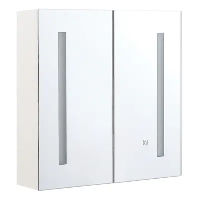 Bathroom Wall Mounted Mirror Cabinet LED CHABUNCO cm cm White