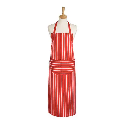 Dexam Rushbrookes Classic Butchers Stripe Adult Apron Long Red