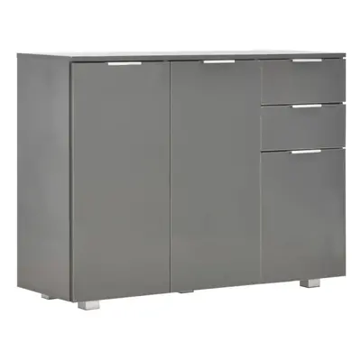 vidaXL Sideboard High Gloss Grey Home Living Room Storage Drawer Side Cabinet