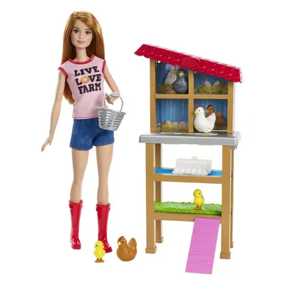 Barbie Chicken Farmer Doll & Playset Henhouse with Chickens & Accesso