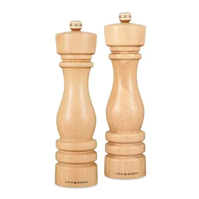 H233011 London Natural Beech Salt and Pepper Mill Set, 220mm, Precision+ Carbon/Ceramic Mechanis