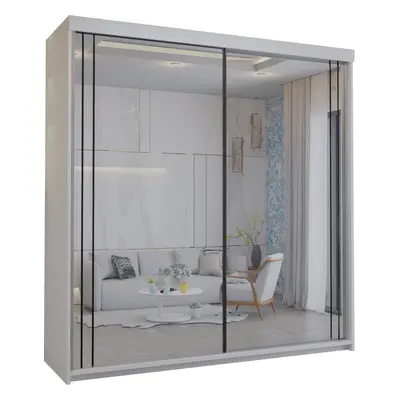 (Smart-White-200cm) Venice Full Mirror Double Sliding Door Wardrobe