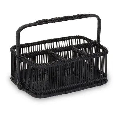 Premier Housewares Black Rattan and Bamboo Caddy Basket