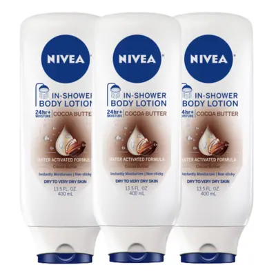 NIVEA Cocoa Butter In Shower Lotion, Body Lotion for Dry Skin, 13.5 Fl