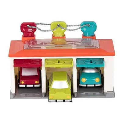 Battat BT2633Z Shape Sorting Garage with Keys and Toy Cars for Toddlers Years + (5-Pcs)