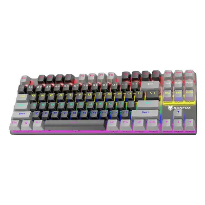 (Black&Gray) Mechanical Keyboard Keys Mixed-Color Keycaps Blue Switch USB Wired Rainbow Light 80