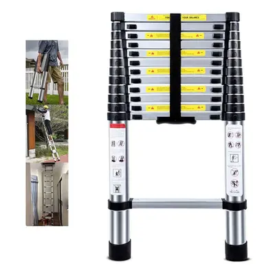 Telescopic Ladder 3.8M Multi-Purpose Folding Aluminium Telescoping Ladder Extendable Portable Lo