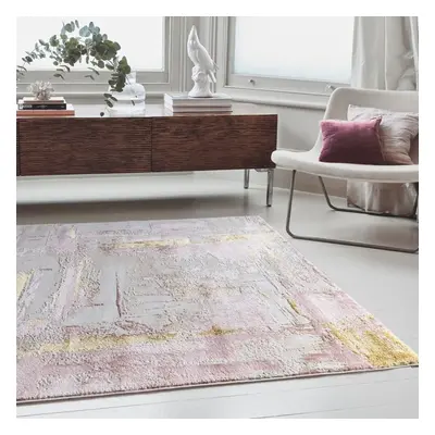 (Small 120x170cm) Orion Decor Abstract Metallic Rugs in OR01 Pink