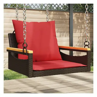 vidaXL Swing Bench with Cushions Brown 24.8x24.4x15.7 Poly Rattan