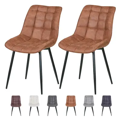 (TAN) 2Pcs Faux Matte Suede Leather Dining Chairs Alba