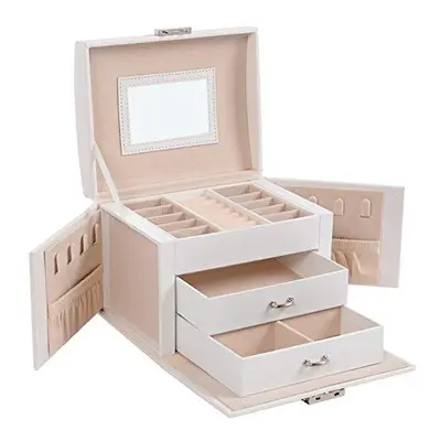 SONGMICS Jewellery Box, Travel Jewellery Case, Portable, Lockable Jewellery Organiser with Drawe