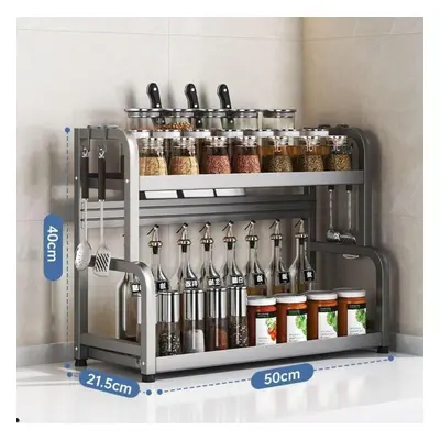 (as the picture, 50*21.5*40cm) 2layers Spice Rack Seasoning Storage Rack Door Spices Jars Condim