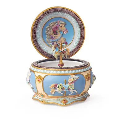 (multicolor, Canon) Luminous Carousel Music Box With Colorful Light Merry-go-round Wind-up Music