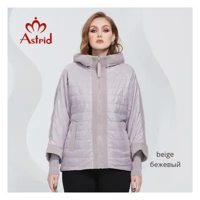 (beige, L) Astrid Spring Women Parkas Oversize Padded Coats Hooded Mink Fleece Fur Stitching Wom