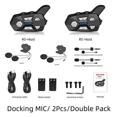 (Dual Pack) Motorcycle Bluetooth Helmet Intercom Upto Riders Multi Wireless Waterproof Interphon